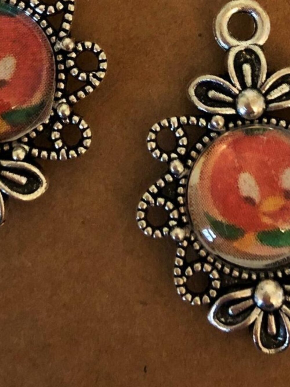 Orange Bird earrings